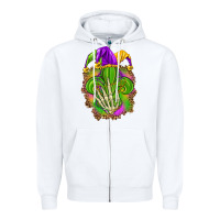 White Mardi Gras with skeleton hand Zipper Hoodie - HowdyJamesFarm