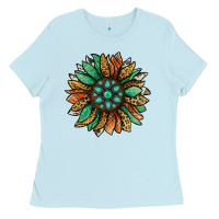Baby Blue thanksgiving fall sunflower Ladies Tee - Jasminsmagicworld