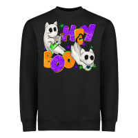 Black Hey Boo with Ghost Cats Heavyweight Sweatshirt - texasbilliewilder