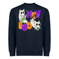 Navy Hey Boo with Ghost Cats Heavyweight Sweatshirt - texasbilliewilder