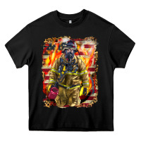 Black Firefighter Fire And American Heavy Core Tee - LillyAllenDesigns