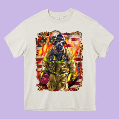 Firefighter Fire And American Heavy Core Tee Designed By Lillyallendesigns