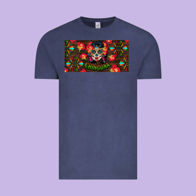 Chingona Sugar Skull License Plate Vintage Tee Designed By Bundleandbundleshop