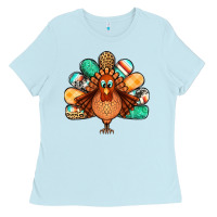 Baby Blue thanksgiving turkey Ladies Tee - Jasminsmagicworld