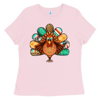 Bubblegum Pink thanksgiving turkey Ladies Tee - Jasminsmagicworld