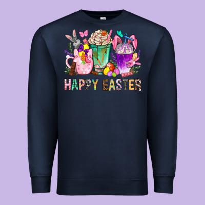 Happy Easter Coffee Cups With Bunny Premium Sweatshirt Designed By Bundleandbundleshop