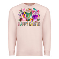 Pale Pink Happy Easter Coffee Cups With Bunny Premium Sweatshirt - BundleAndBundleShop