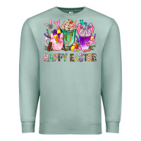 Seafoam Happy Easter Coffee Cups With Bunny Premium Sweatshirt - BundleAndBundleShop