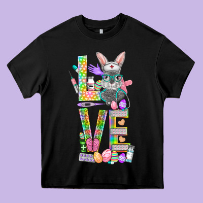 Love Easter Nurse Heavy Core Tee Designed By Nancycooperartshop