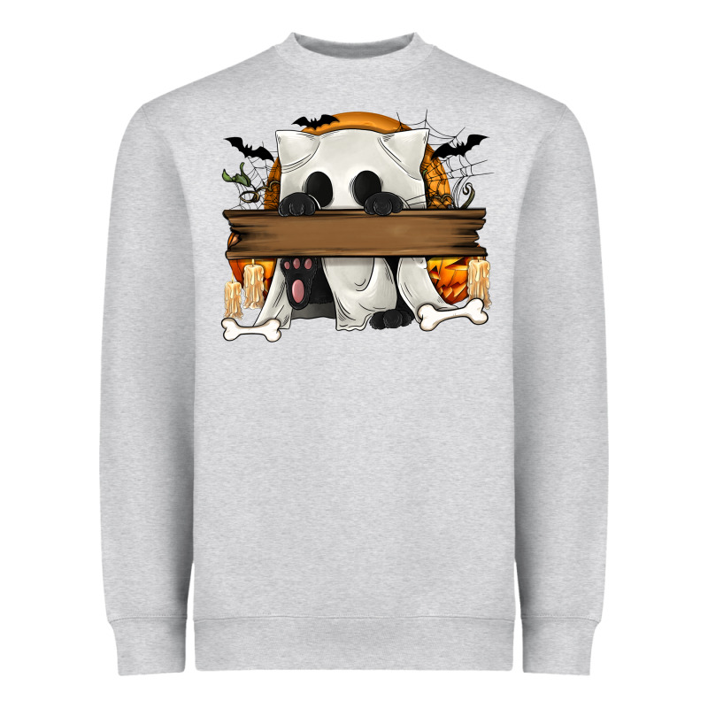 Personalized Halloween Ghost Cat Heavyweight Sweatshirt by texasbilliewilder | Teevron
