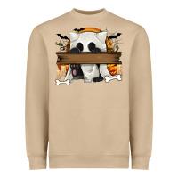 Mushroom Personalized Halloween Ghost Cat Heavyweight Sweatshirt - texasbilliewilder