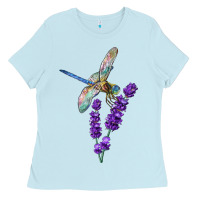Baby Blue Dragonfly With Lavender Ladies Tee - LillyAllenDesigns