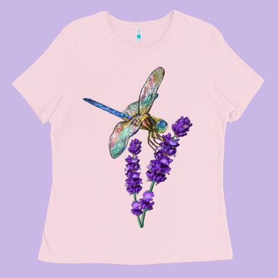 Dragonfly With Lavender Ladies Tee Designed By Lillyallendesigns