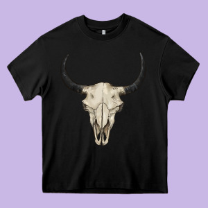 Bull Skull Heavy Core Tee Designed By Barkaloodesign