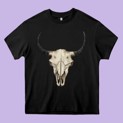 Bull Skull Heavy Core Tee Designed By Barkaloodesign