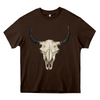 Chocolate Brown bull skull Heavy Core Tee - BarkalooDesign