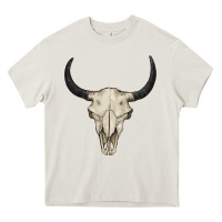 Cream bull skull Heavy Core Tee - BarkalooDesign