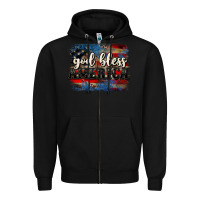 Black God bless America  4th of July Zipper Hoodie - CowGirlArtShop