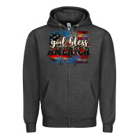 Charcoal Heather God bless America  4th of July Zipper Hoodie - CowGirlArtShop