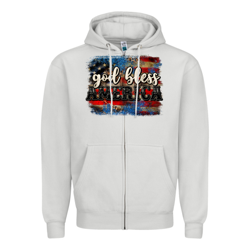 God Bless America  4th Of July Zipper Hoodie by CowGirlArtShop | Teevron