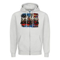 Dove Grey God bless America  4th of July Zipper Hoodie - CowGirlArtShop