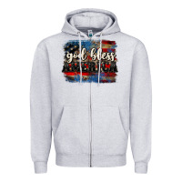 Heather Grey God bless America  4th of July Zipper Hoodie - CowGirlArtShop