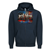 Navy God bless America  4th of July Zipper Hoodie - CowGirlArtShop