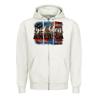 Oatmeal Heather God bless America  4th of July Zipper Hoodie - CowGirlArtShop