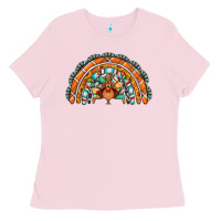 Bubblegum Pink turquoise thanksgiving turkey rainbow Ladies Tee - Jasminsmagicworld