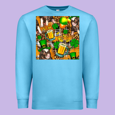St. Patrick's Day Pig With Beer And Shamrock Premium Sweatshirt Designed By Fadigitalartstudio