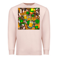 Pale Pink St. Patrick's Day Pig With Beer And Shamrock Premium Sweatshirt - FaDigitalArtStudio