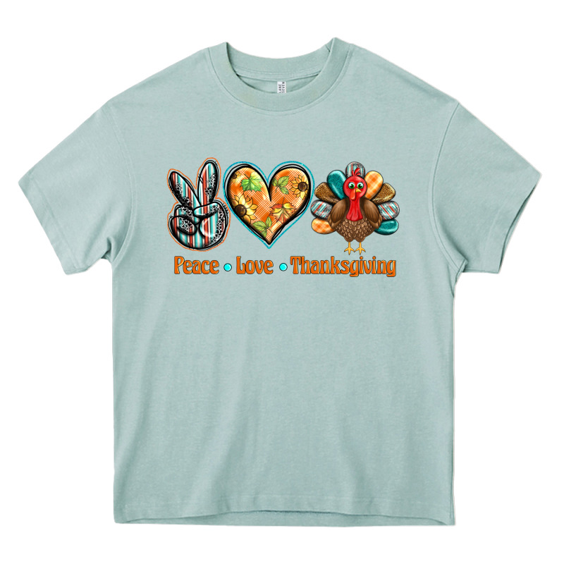 Peace Love Thanksgiving Heavy Core Tee by BarkalooDesign | Teevron