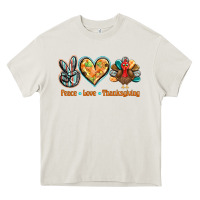Cream peace love thanksgiving Heavy Core Tee - BarkalooDesign
