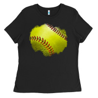 Black leopard softball patch Ladies Tee - Jasminsmagicworld