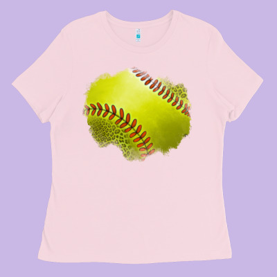 Leopard Softball Patch Ladies Tee Designed By Jasminsmagicworld