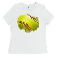 White leopard softball patch Ladies Tee - Jasminsmagicworld