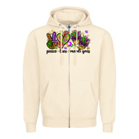Peace Love Mardi Gras Zipper Hoodie | Teevron