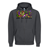 Smoke Peace Love Mardi Gras Zipper Hoodie - HowdyJamesFarm