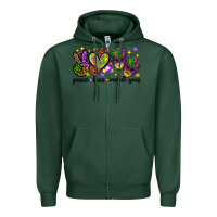 Sports Green Peace Love Mardi Gras Zipper Hoodie - HowdyJamesFarm