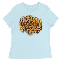 Baby Blue leopard patch Ladies Tee - Jasminsmagicworld