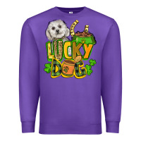 Purple lucky dog St. Patrick's Premium Sweatshirt - FaDigitalArtStudio