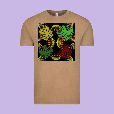 African And Leaf Seamless Pattern Vintage Tee Designed By Bundleandbundleshop