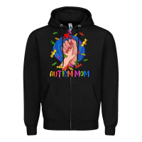 Black Autism Mom Zipper Hoodie - CowGirlArtShop