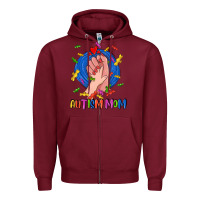 Burgundy Autism Mom Zipper Hoodie - CowGirlArtShop