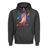 Charcoal Heather Autism Mom Zipper Hoodie - CowGirlArtShop