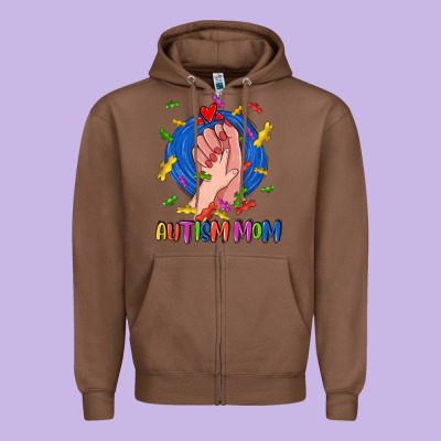 Autism Mom Zipper Hoodie Designed By Cowgirlartshop