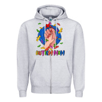 Heather Grey Autism Mom Zipper Hoodie - CowGirlArtShop