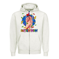 Oatmeal Heather Autism Mom Zipper Hoodie - CowGirlArtShop