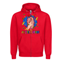 Red Autism Mom Zipper Hoodie - CowGirlArtShop