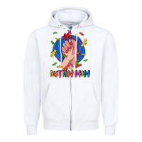 White Autism Mom Zipper Hoodie - CowGirlArtShop